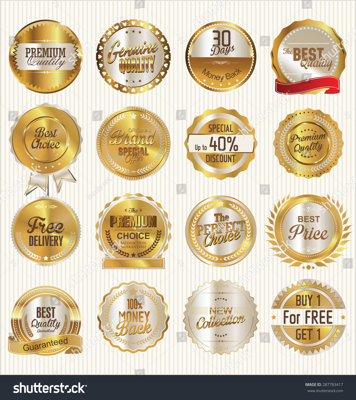 Golden Labels Collection Stock Vector Illustration 287783417 : Shutterstock