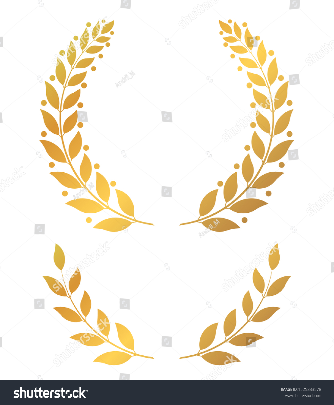 SVG of Golden laurel wreaths, round and half vector illustration svg
