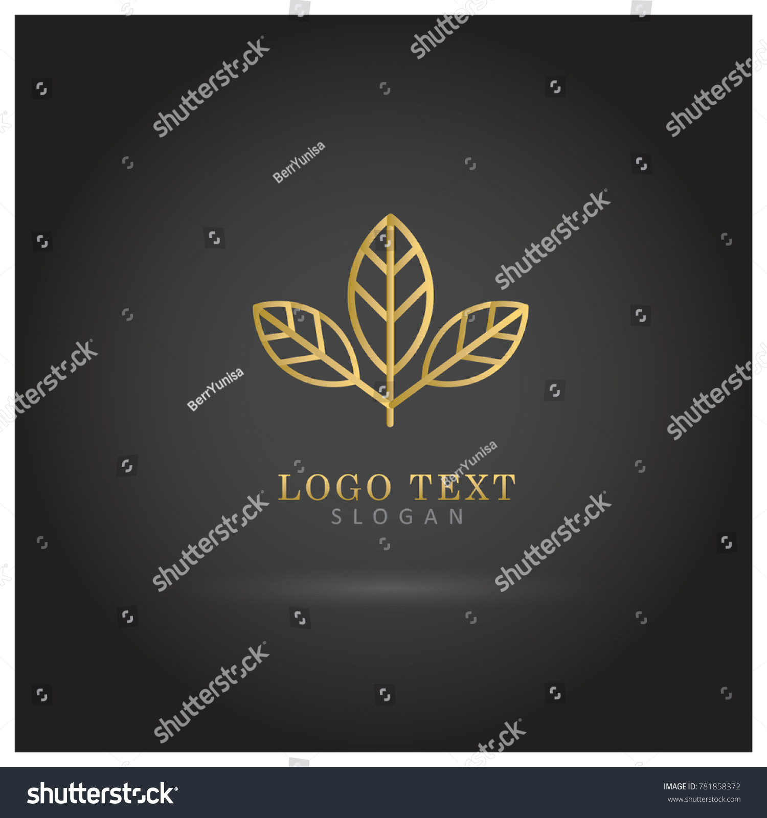 Golden Leaf Symbol Icon Logo Vector Stock Vector (Royalty Free ...