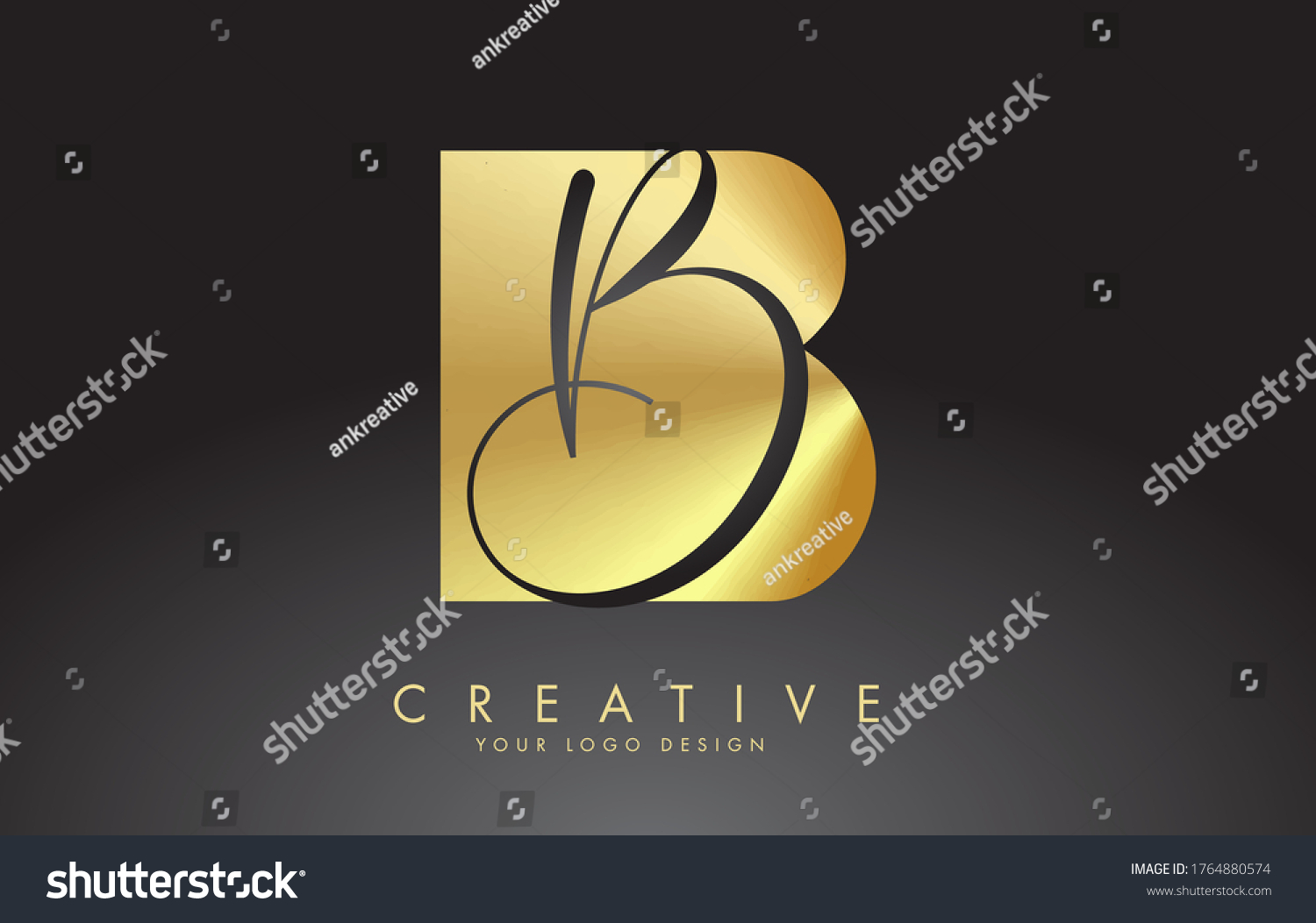 Golden Letters Bb B Logo Minimalist Stock Vector (Royalty Free) 1764880574