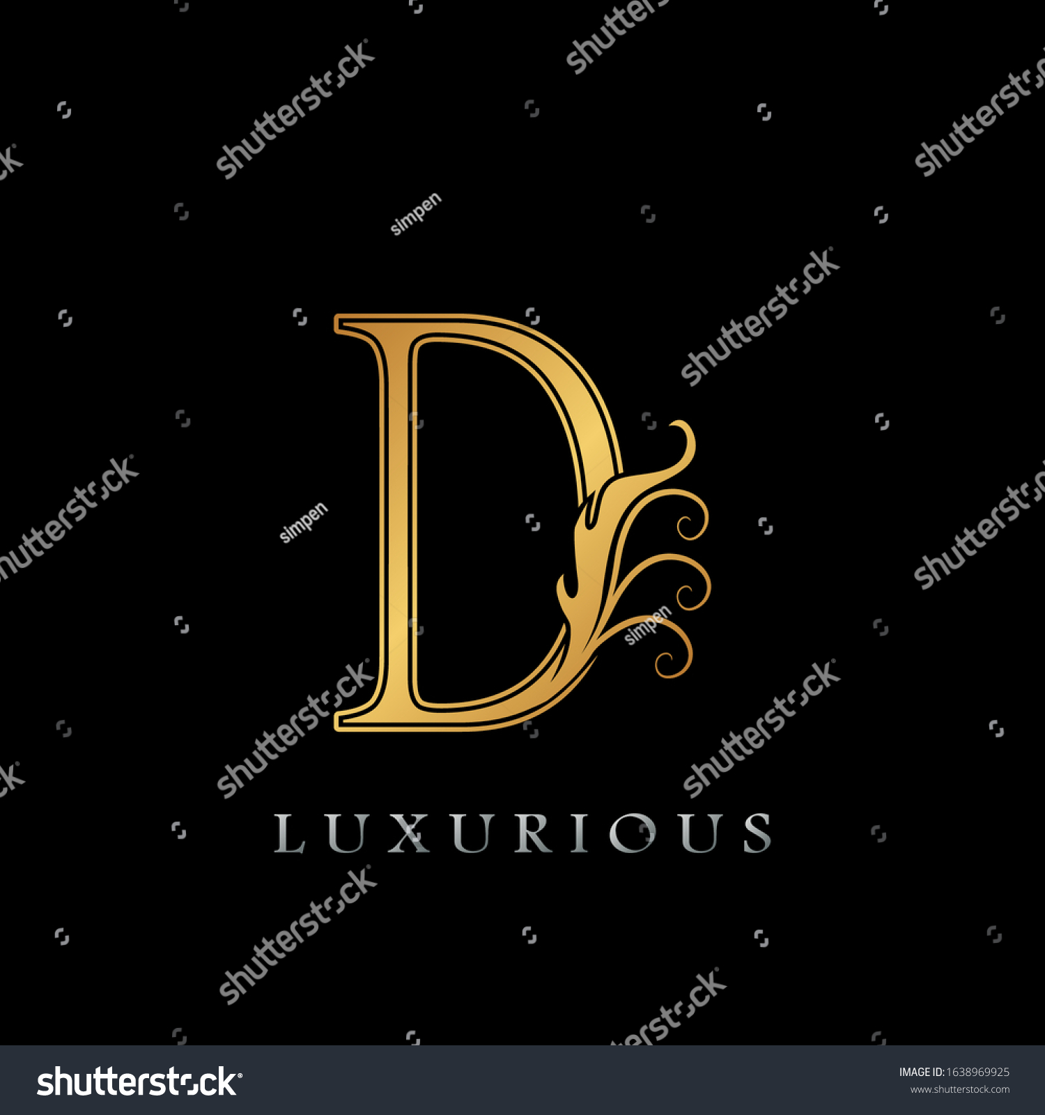 Golden Luxurious Initial Letter D Logo Stock Vector Royalty Free