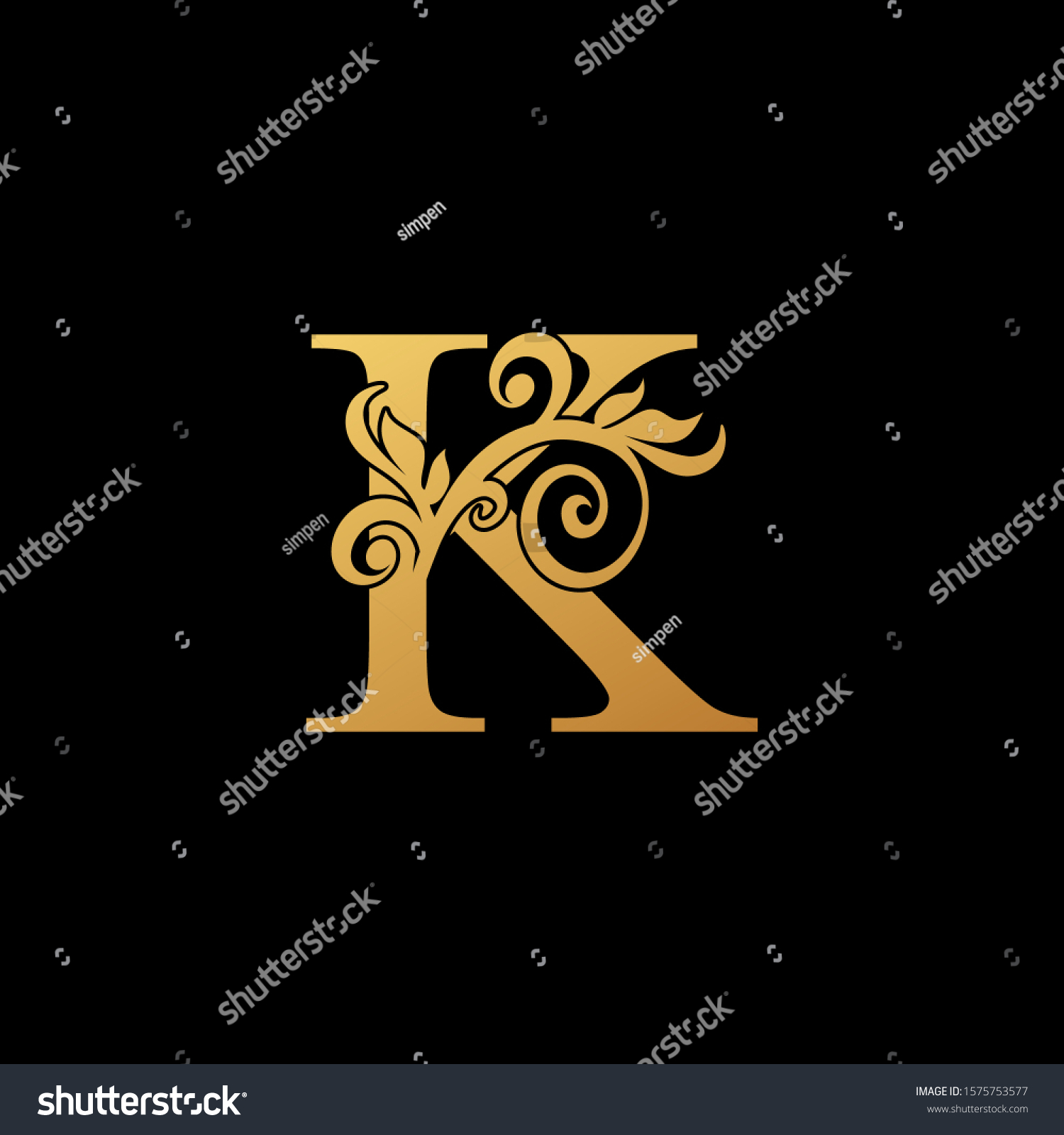 Golden Luxury Letter K Logo Icon Stock Vector (Royalty Free) 1575753577