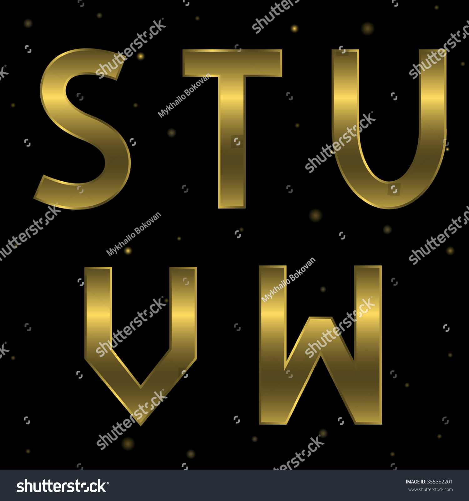 letter vector set Symbols Golden Letter Luxury Metal Set Stock Vector