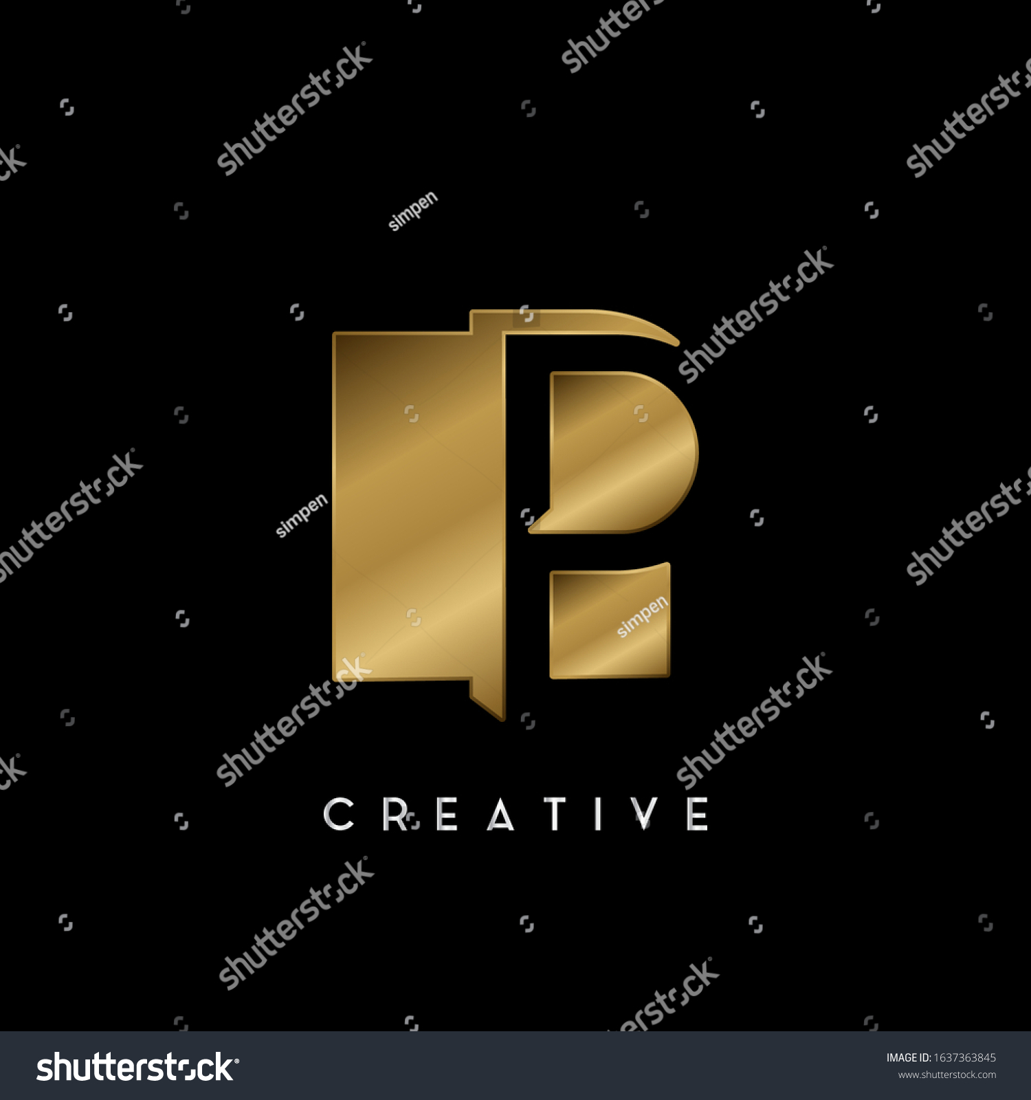 Golden Negative Space P Letter Logo Stock Vector (Royalty Free ...