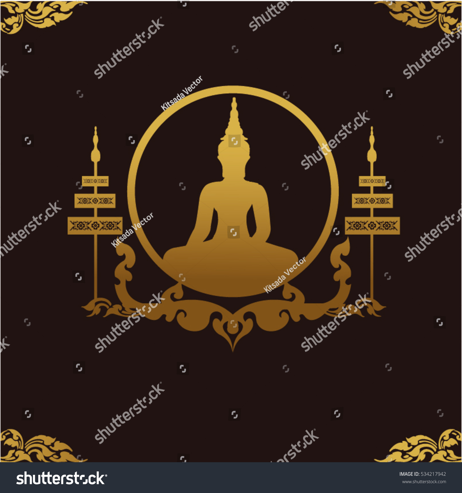 Golden Thai Buddha Vector Illustration Stock Vector Royalty Free 534217942 Shutterstock 9367