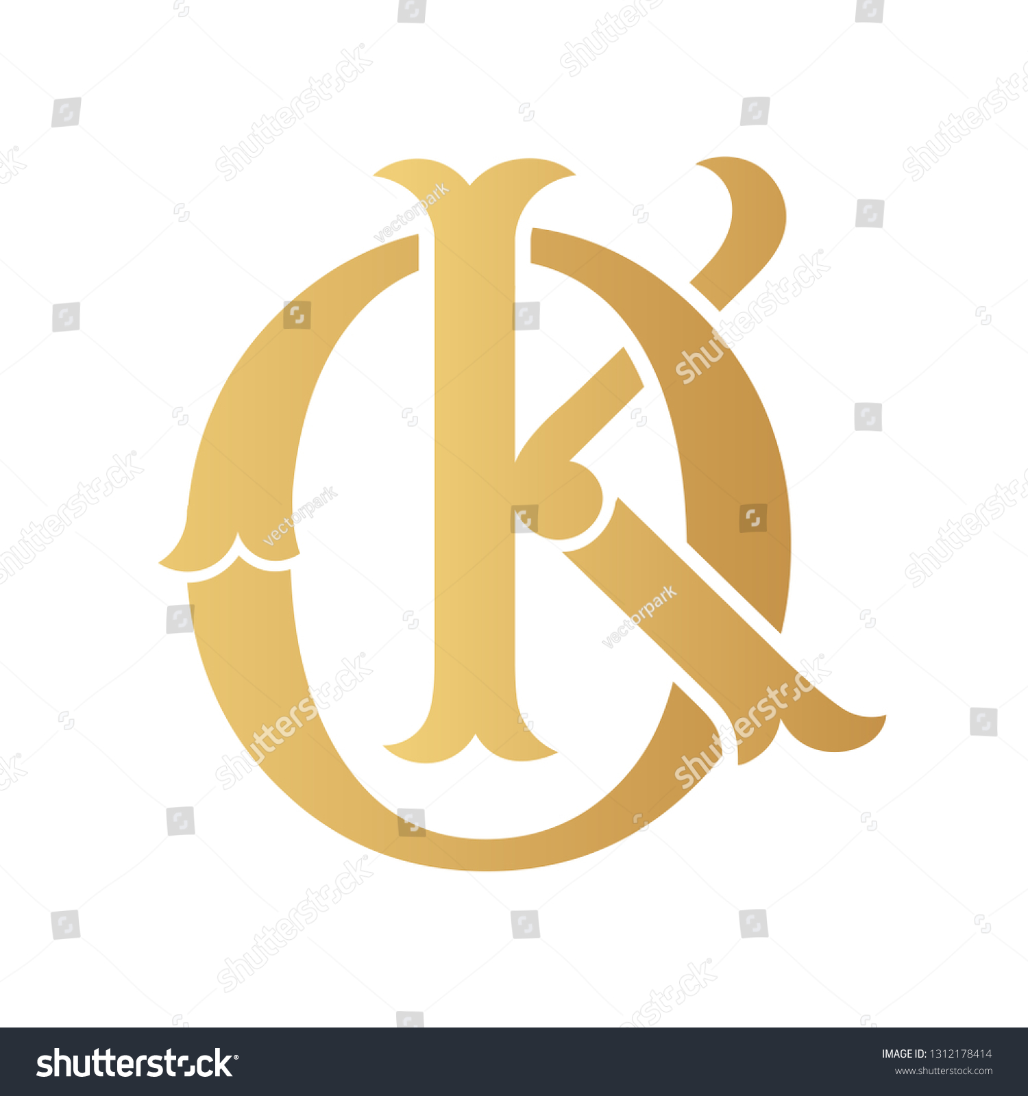 Golden Ok Monogram Isolated White Stock Vector (Royalty Free ...