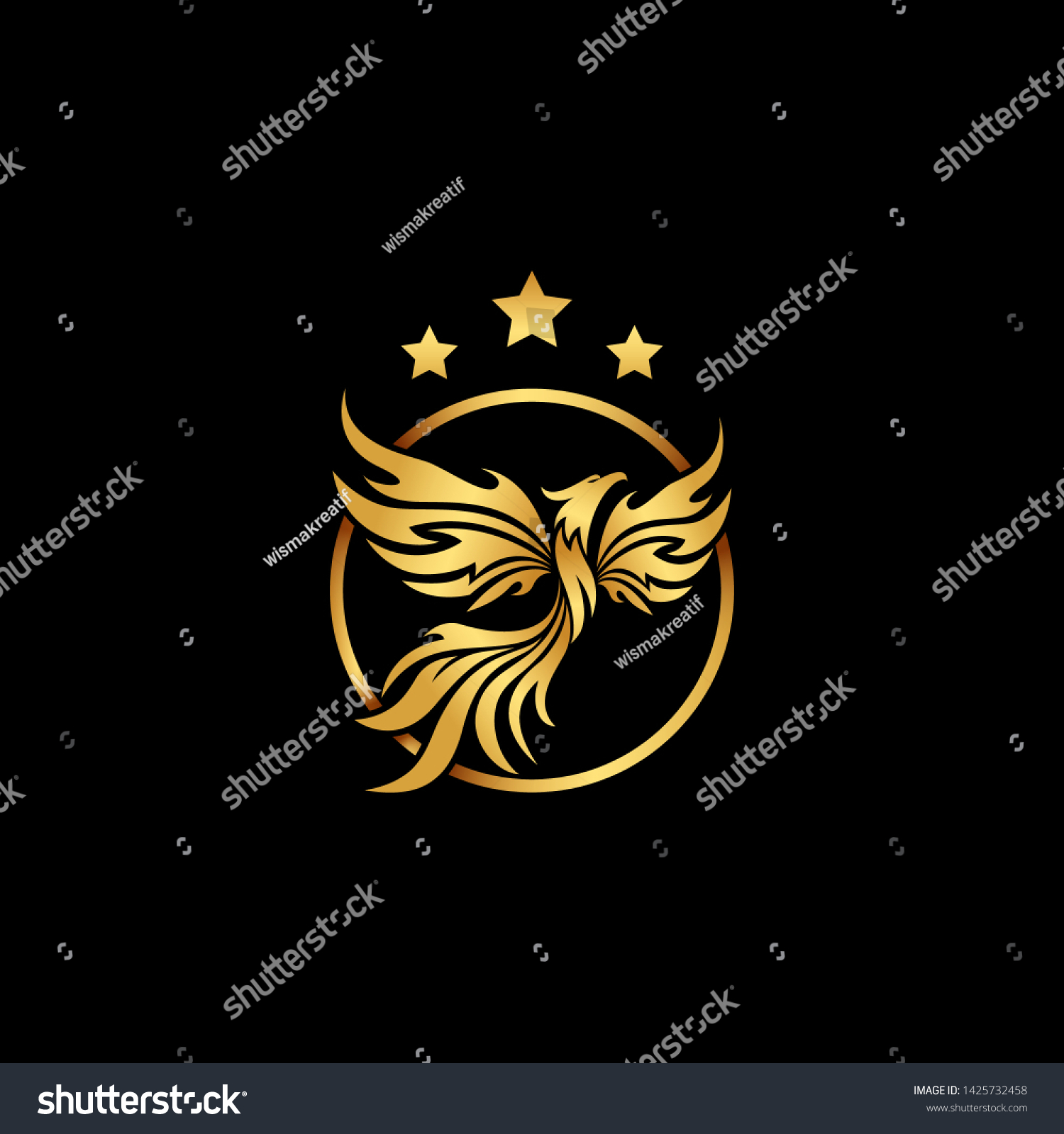 Golden Phoenix Logo Design Your Company Stock Vector Royalty Free