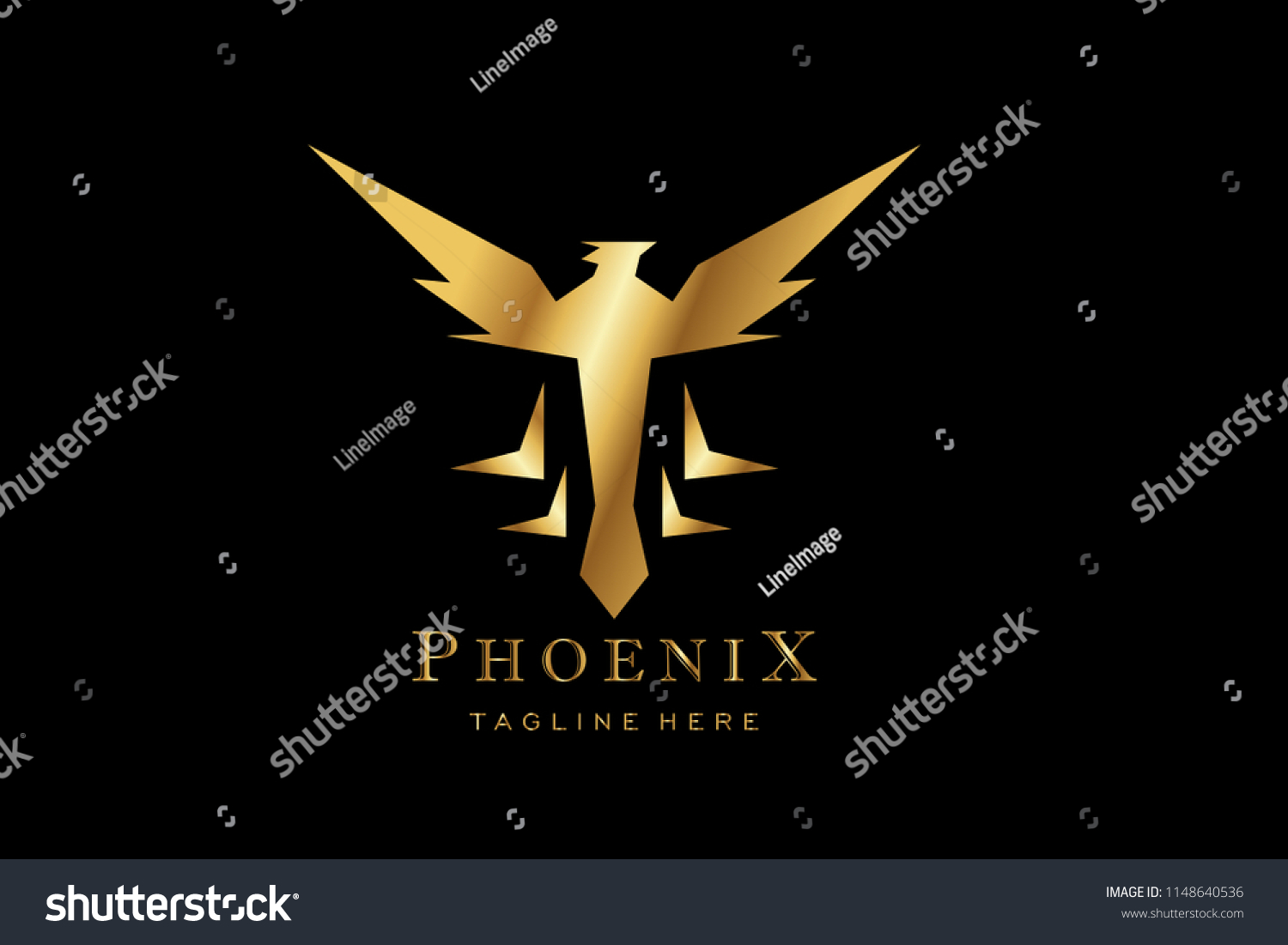 Golden Phoenix Logo Icon Stock Vector Royalty Free