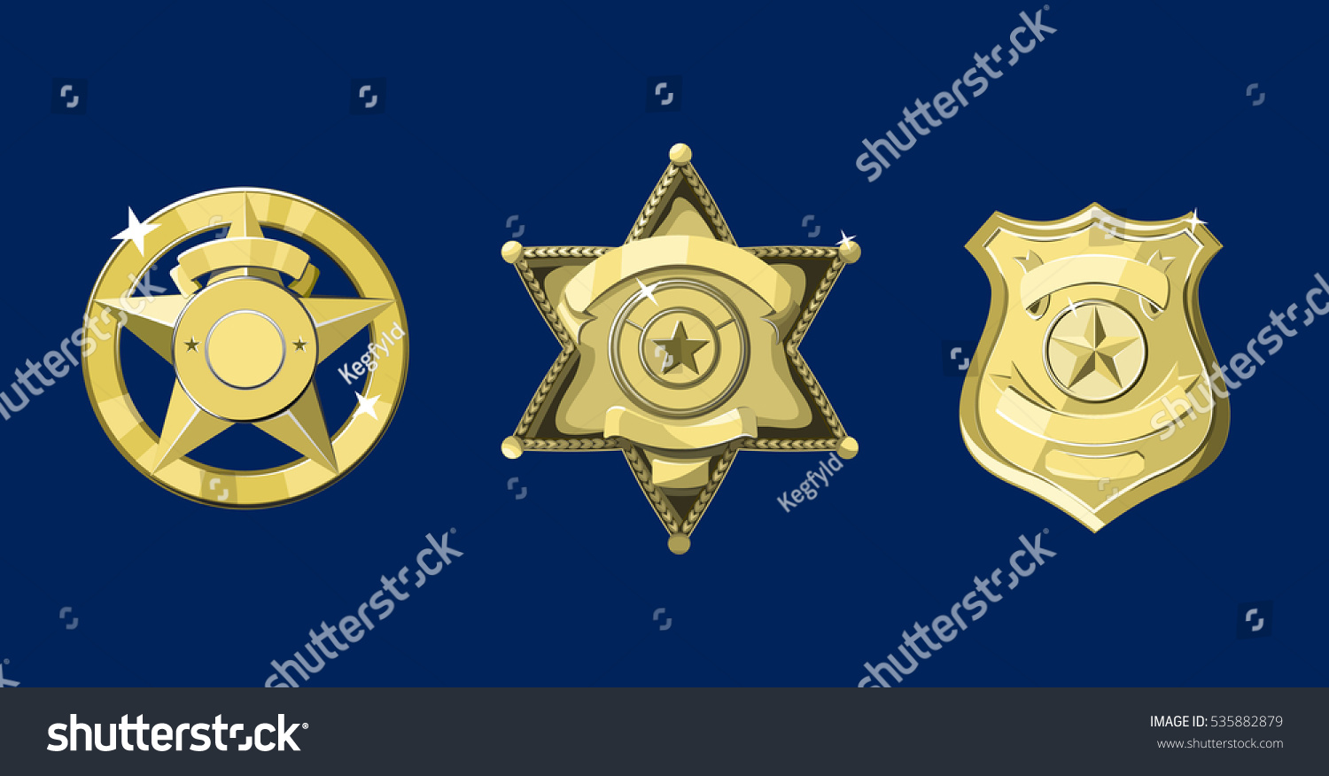 SVG of Golden police and sheriff badges on dark blue background svg