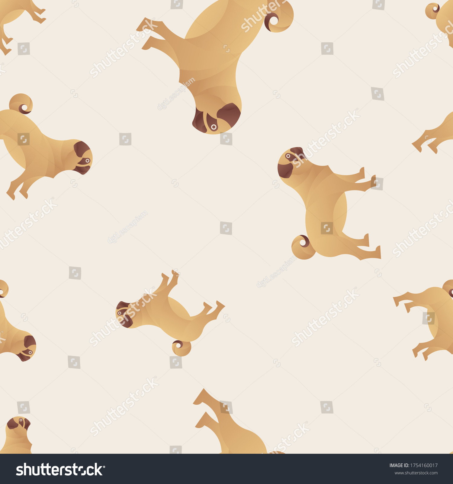 Golden Ratio Dogs Seamless Pattern Golden Stock Vector (Royalty Free