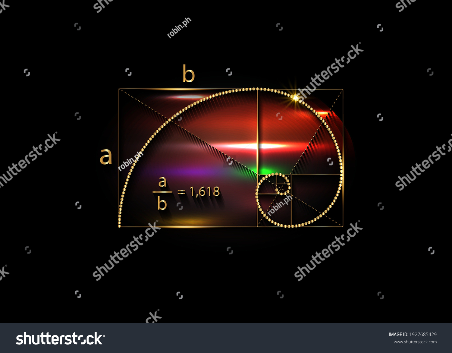 Golden Ratio Fibonacci Sequence Number Golden Stock Vector (Royalty ...