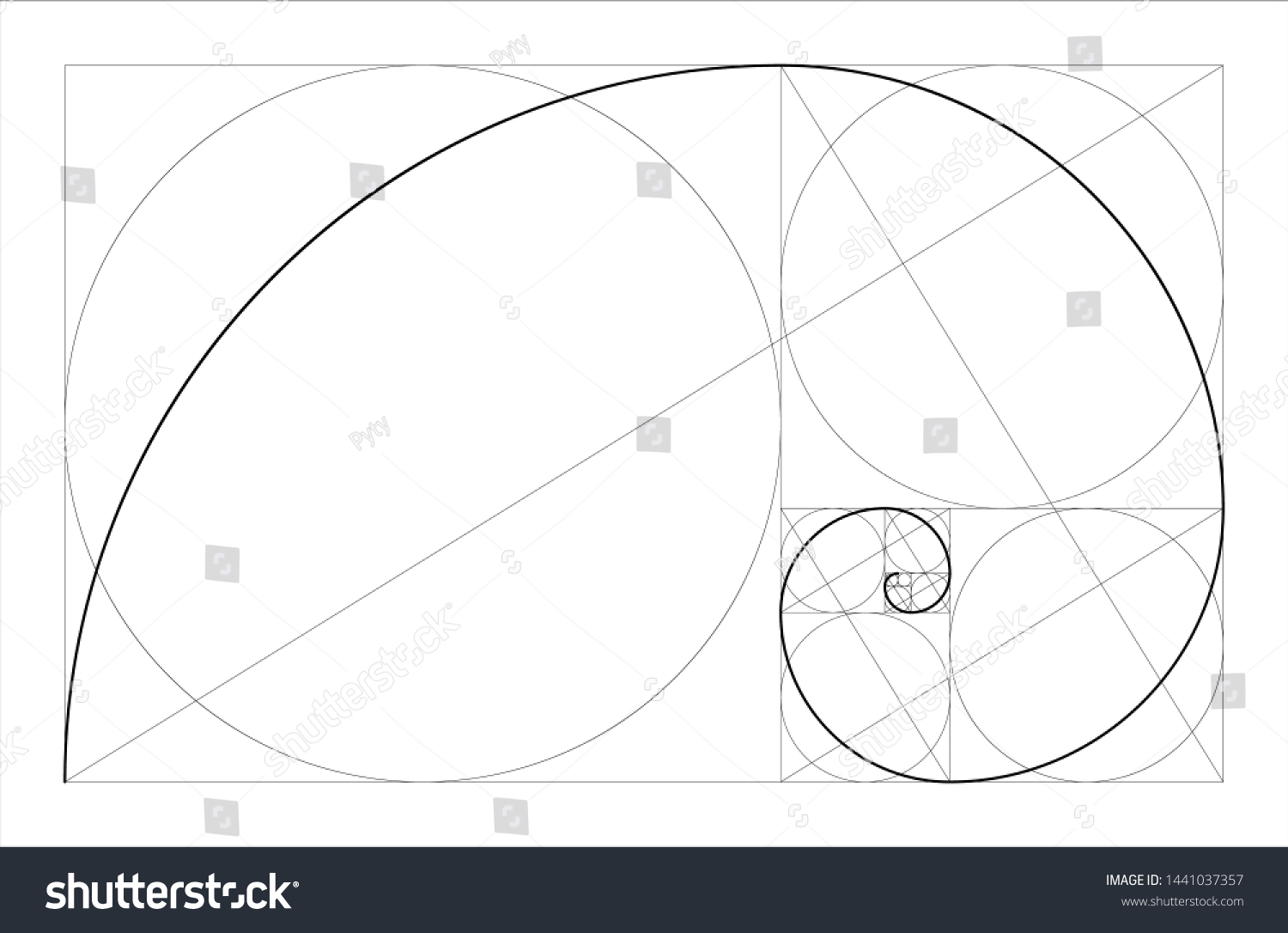 Golden Ratio Geometric Concept Fibonacci Spiral Stock Vector (Royalty ...