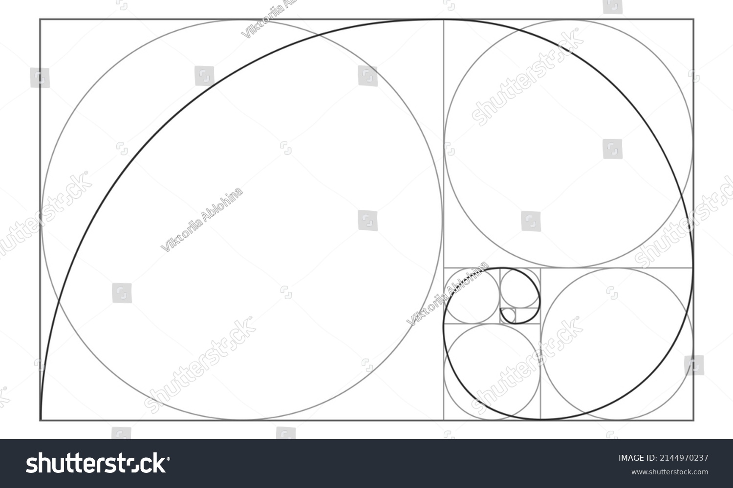 Golden Ratio Sign Logarithmic Spiral Rectangle Stock Vector (Royalty ...