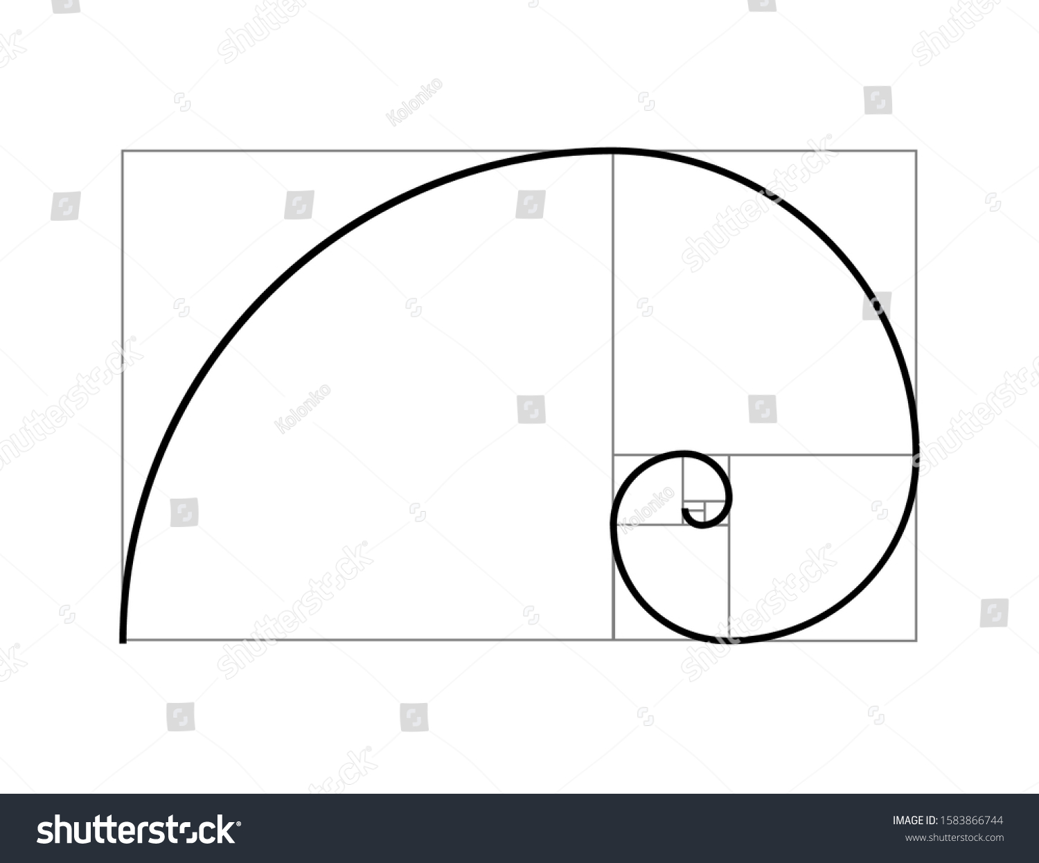 Golden Ratio Vector Proportion Spiral Section Stock Vector (Royalty ...