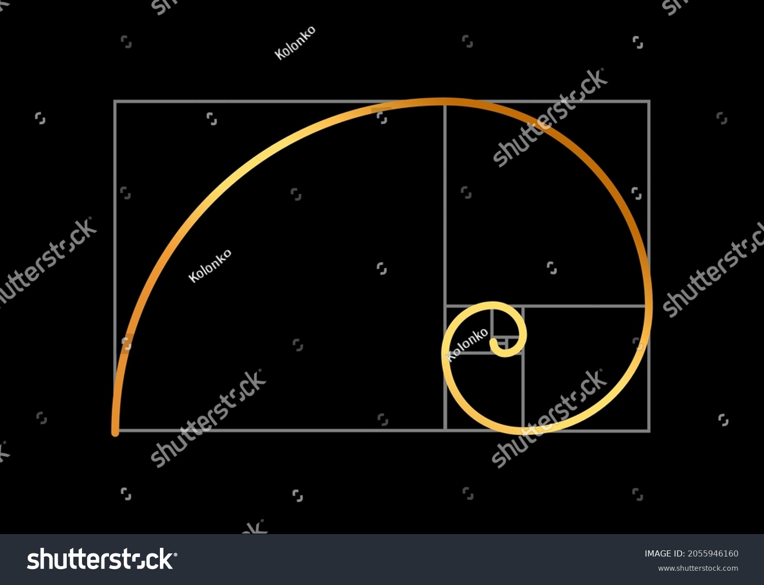 Golden Ratio Vector Proportion Spiral Section Stock Vector (Royalty ...