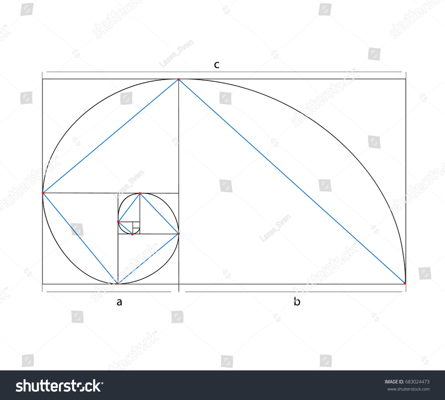 Golden Ration Section Line Frame Vector Stock Vector (Royalty Free ...