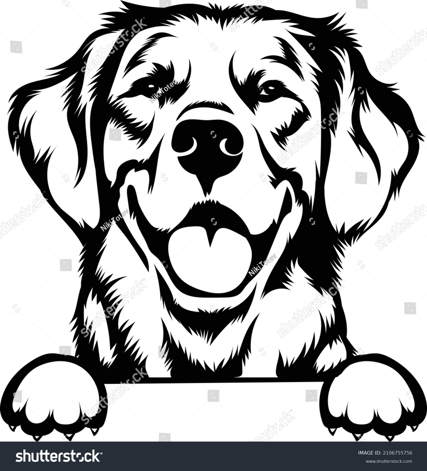 Golden Retriever Peeking Dog Vector Stock Vector (Royalty Free) 2106755756