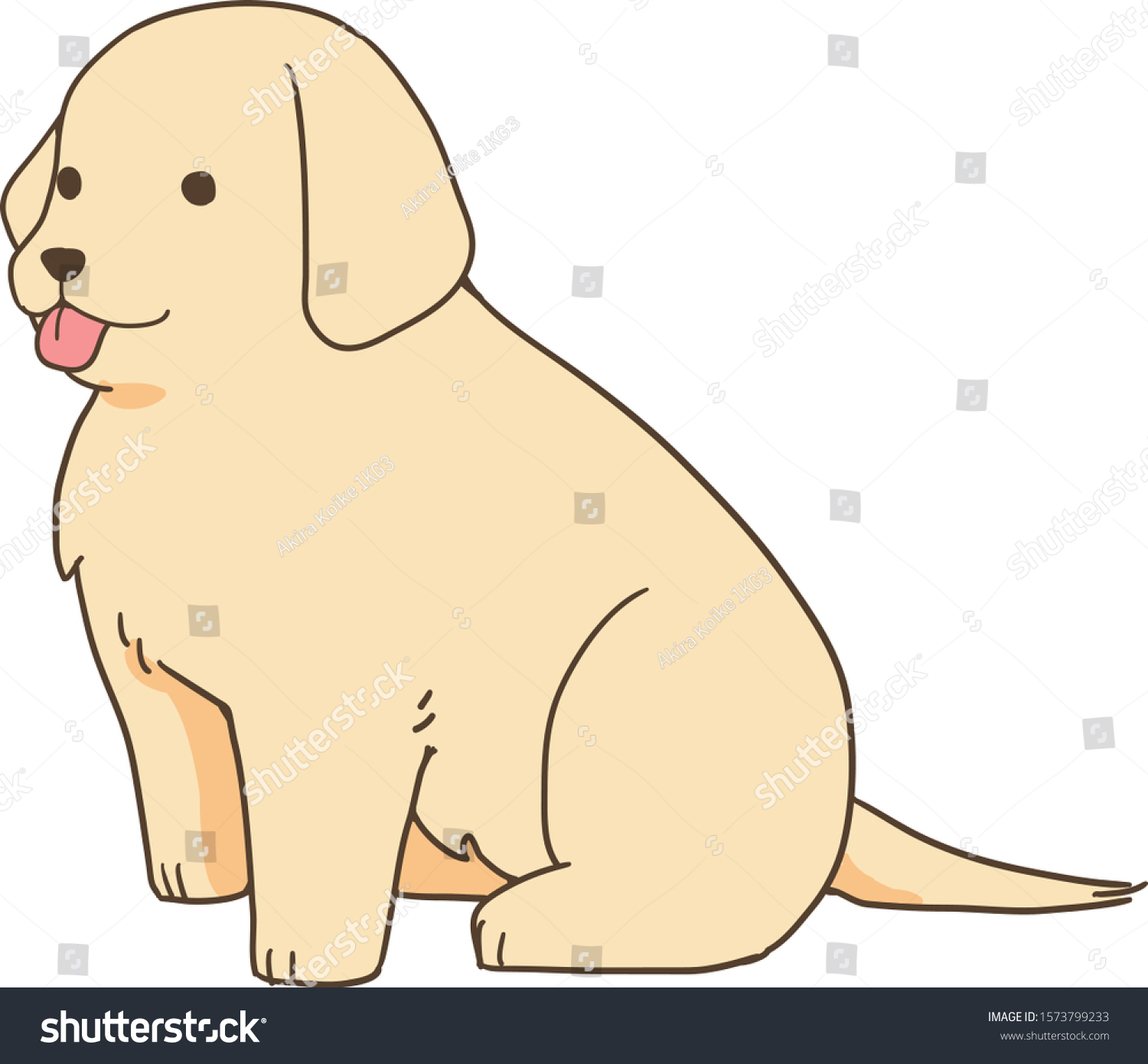 Golden Retriever Sitting Sideways Stock Vector (Royalty Free) 1573799233