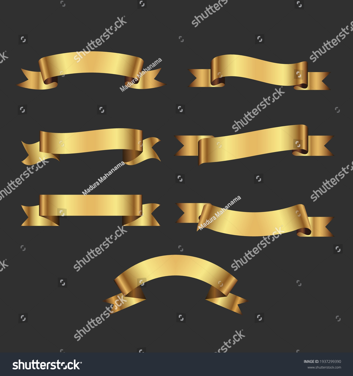 Golden Ribbons Pack Vector Artwork Stock Vector (Royalty Free