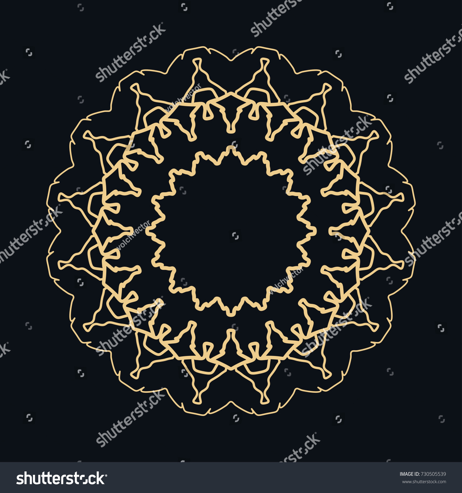 Golden Round Ornament Frame Border Line Stock Vector (Royalty Free ...