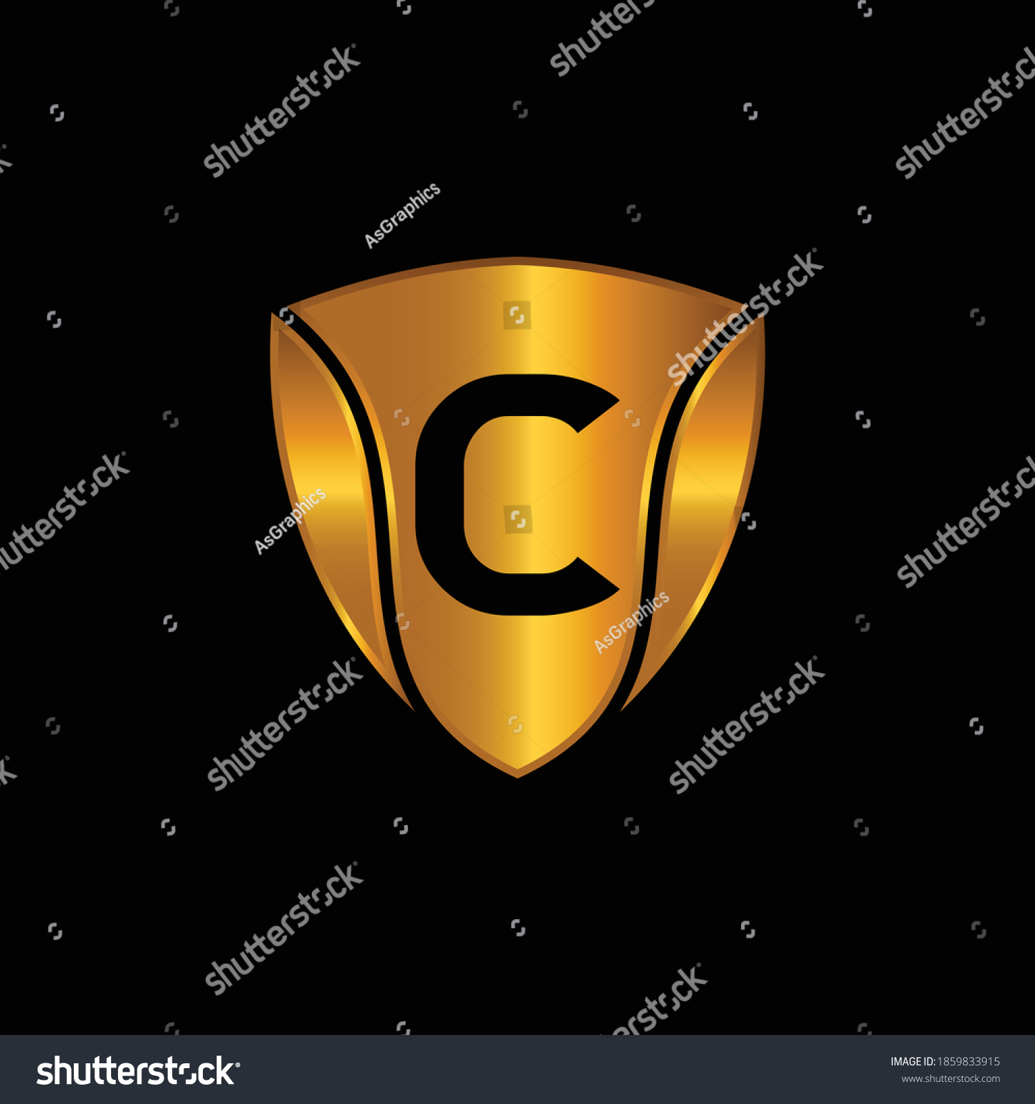 Golden Shield Logo Design Letter C Stock Vector (Royalty Free ...