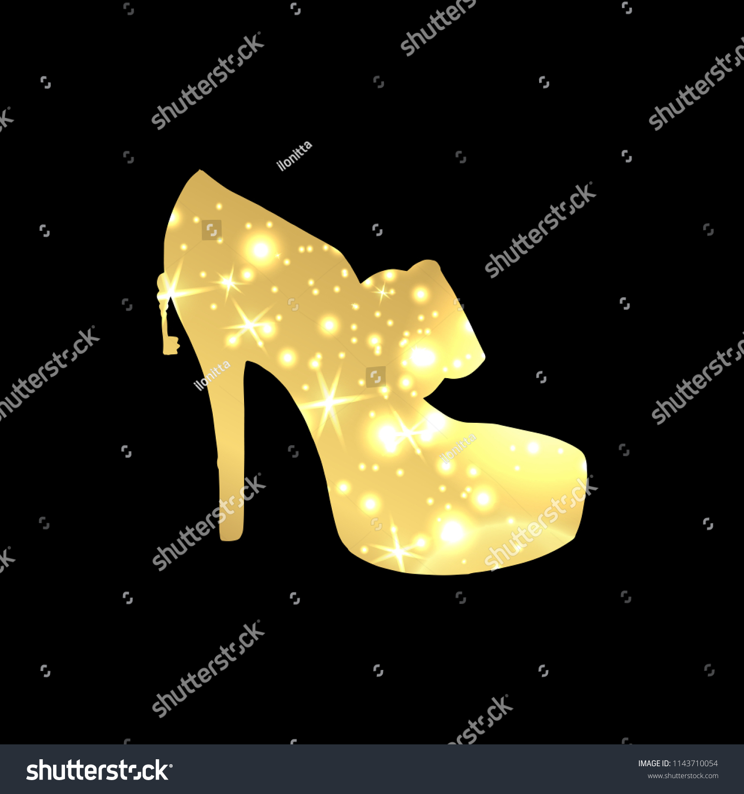 Golden Shoes Symbol Silhouette Gold Shining Stock Vector (Royalty Free ...