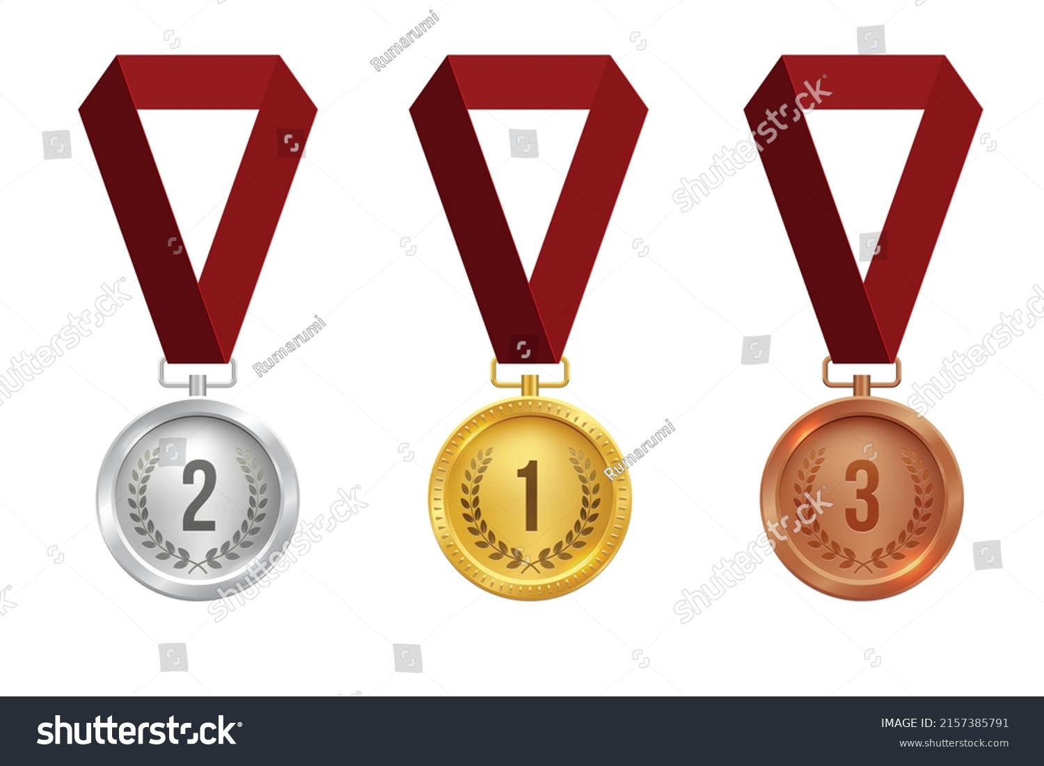 Golden Silver Bronze Blank Medals Hanging Stock Vector (Royalty Free ...