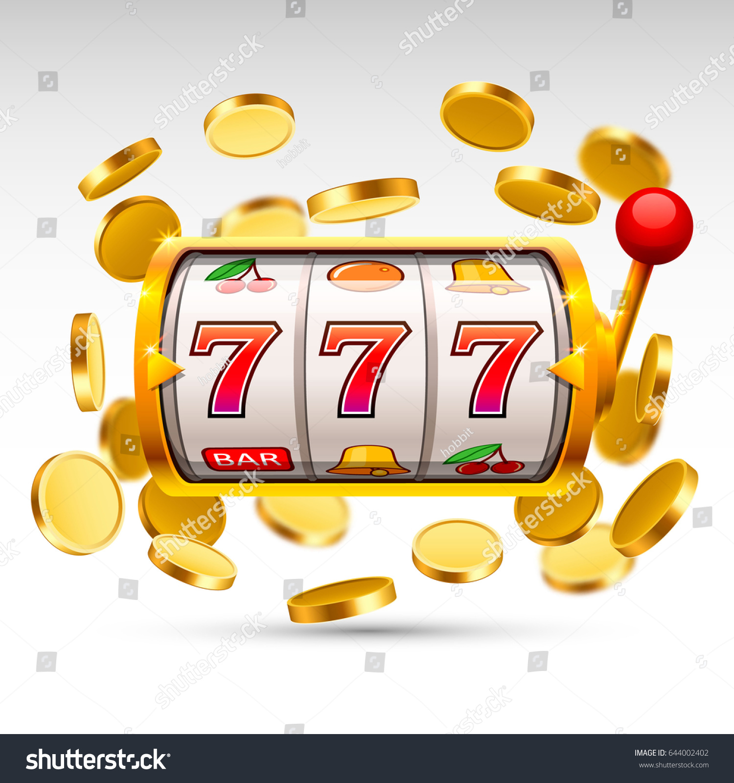 Golden Slot Machine Wins Jackpot Vector Stock Vector Royalty Free