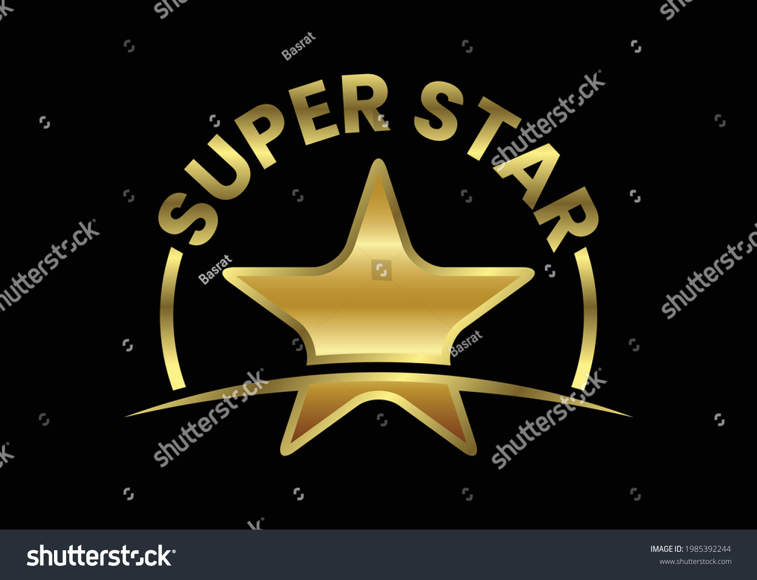 Golden Super Star Text Logo Sign Stock Vector (Royalty Free) 1985392244 ...