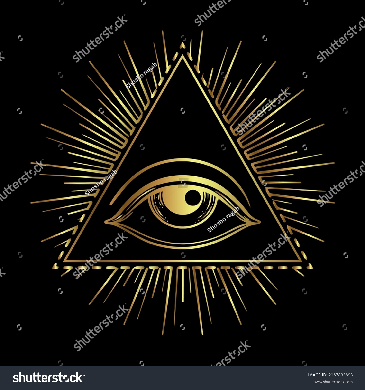 Golden Symbol Freemasons Eye God Triangle Stock Vector (Royalty Free ...