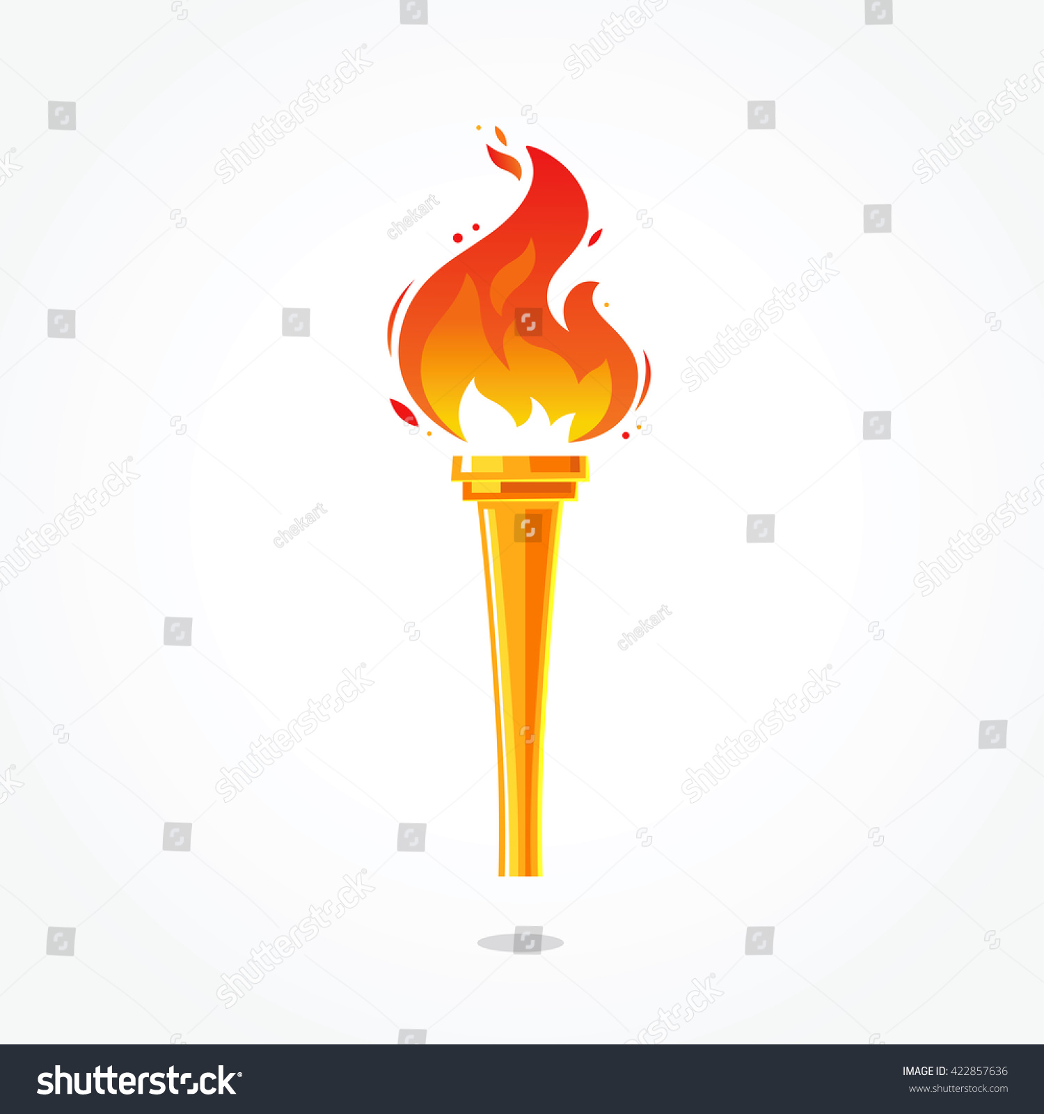 Golden Torch Gold Cup Fire Vector Stock Vector Royalty Free 422857636