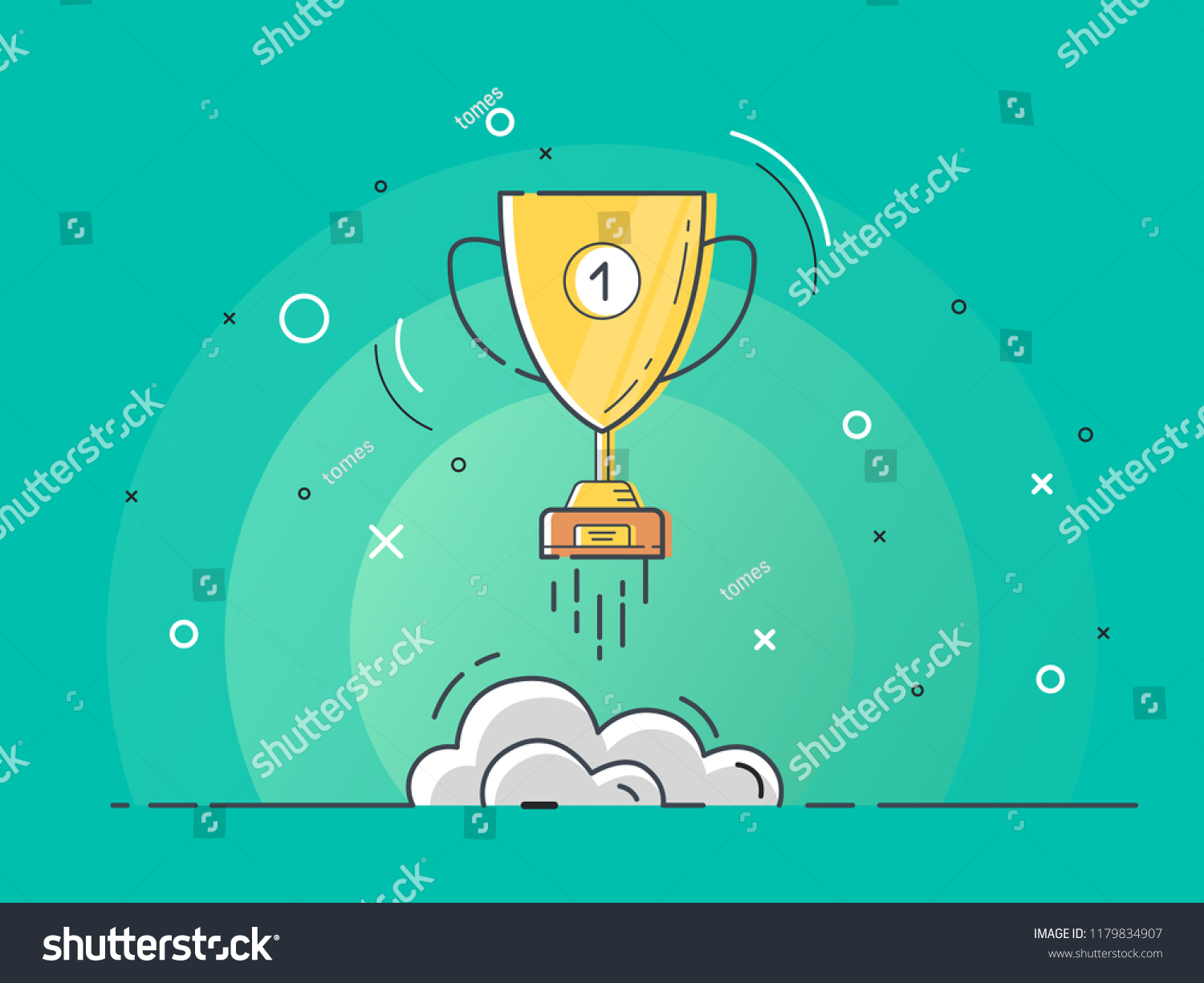 Golden Trophy Cup Rocket Launch Idea Stock Vector (Royalty Free ...