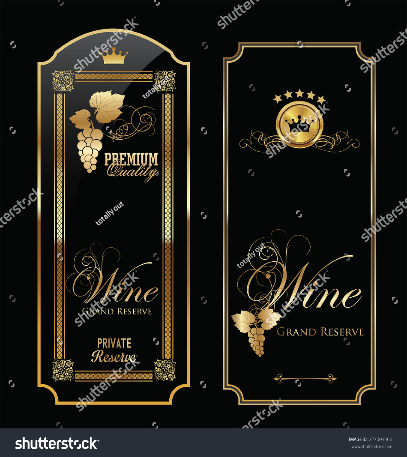 Golden Wine Label Collection Stock Vector Illustration 227004466 ...