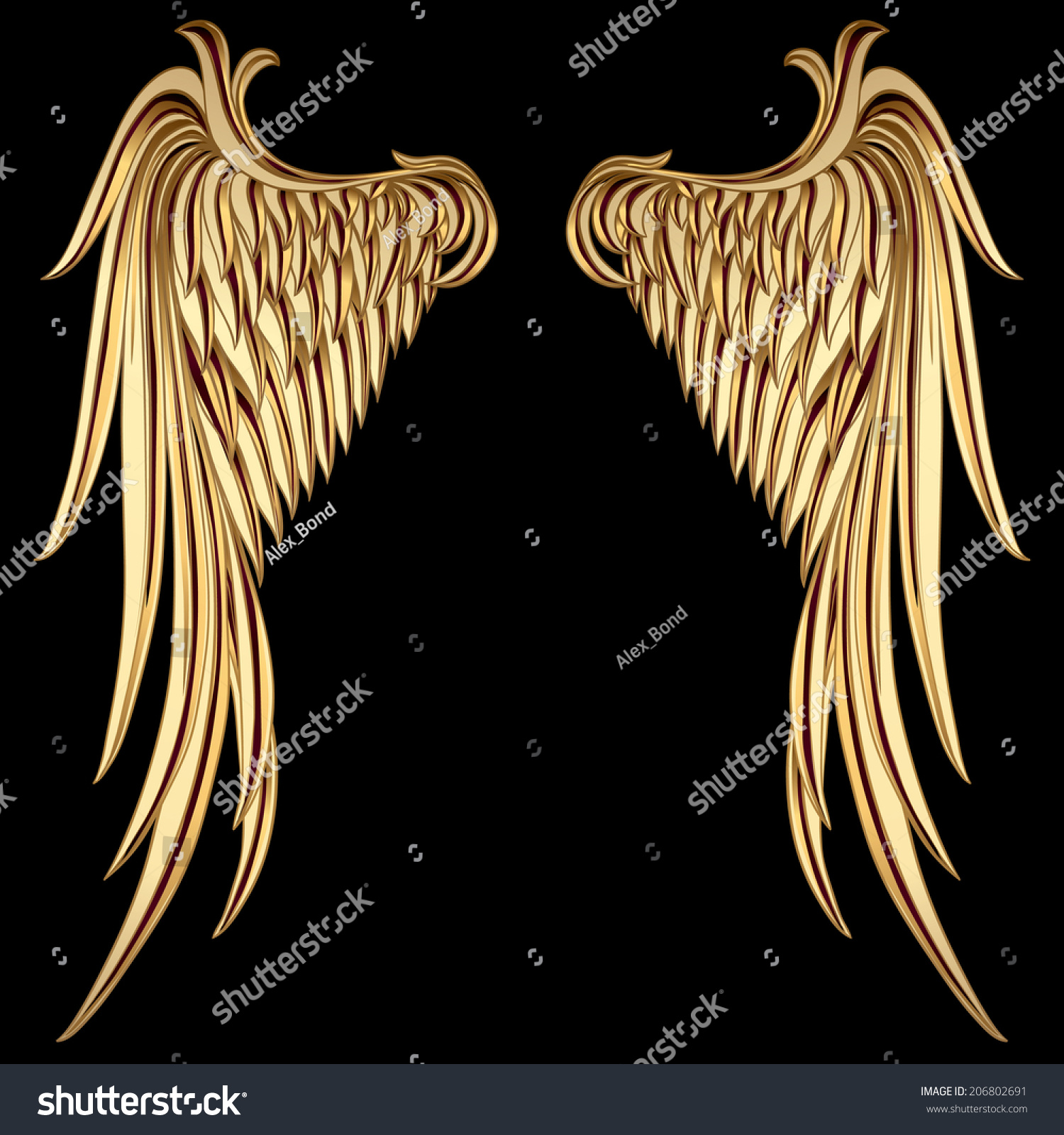 Golden Wings Stock Vector 206802691 - Shutterstock