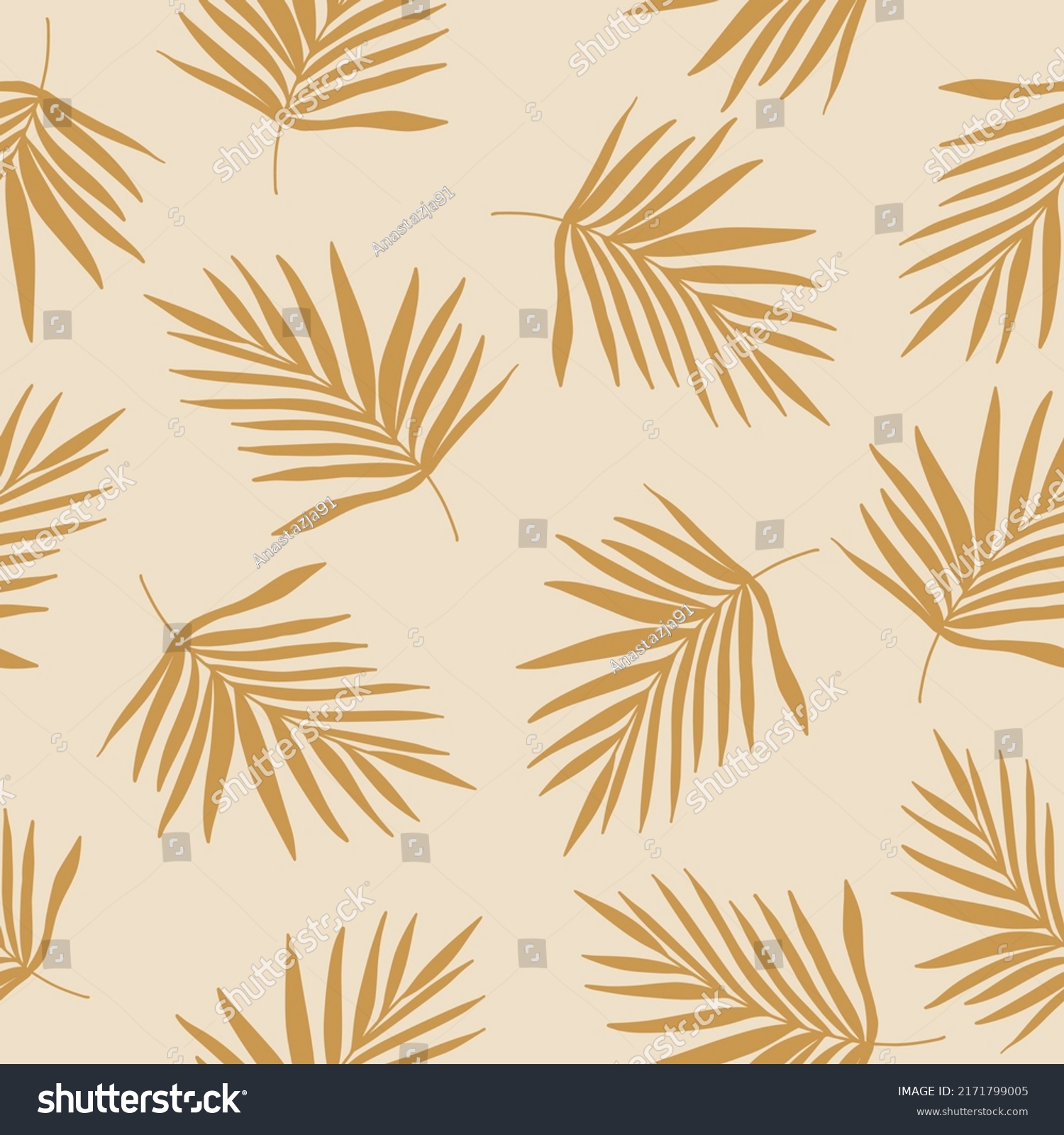 Golden Yellow Biege Background Seamless Tropical Stock Vector (Royalty ...