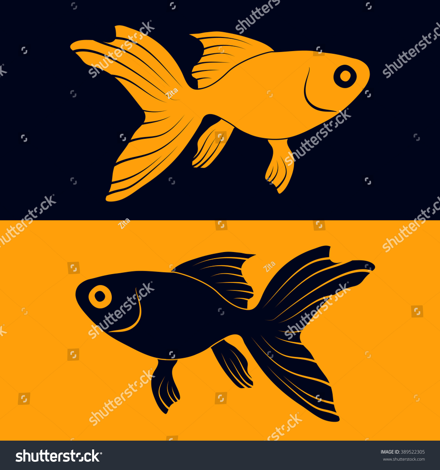 Goldfish Vector Illustration Stock Vector Royalty Free 389522305