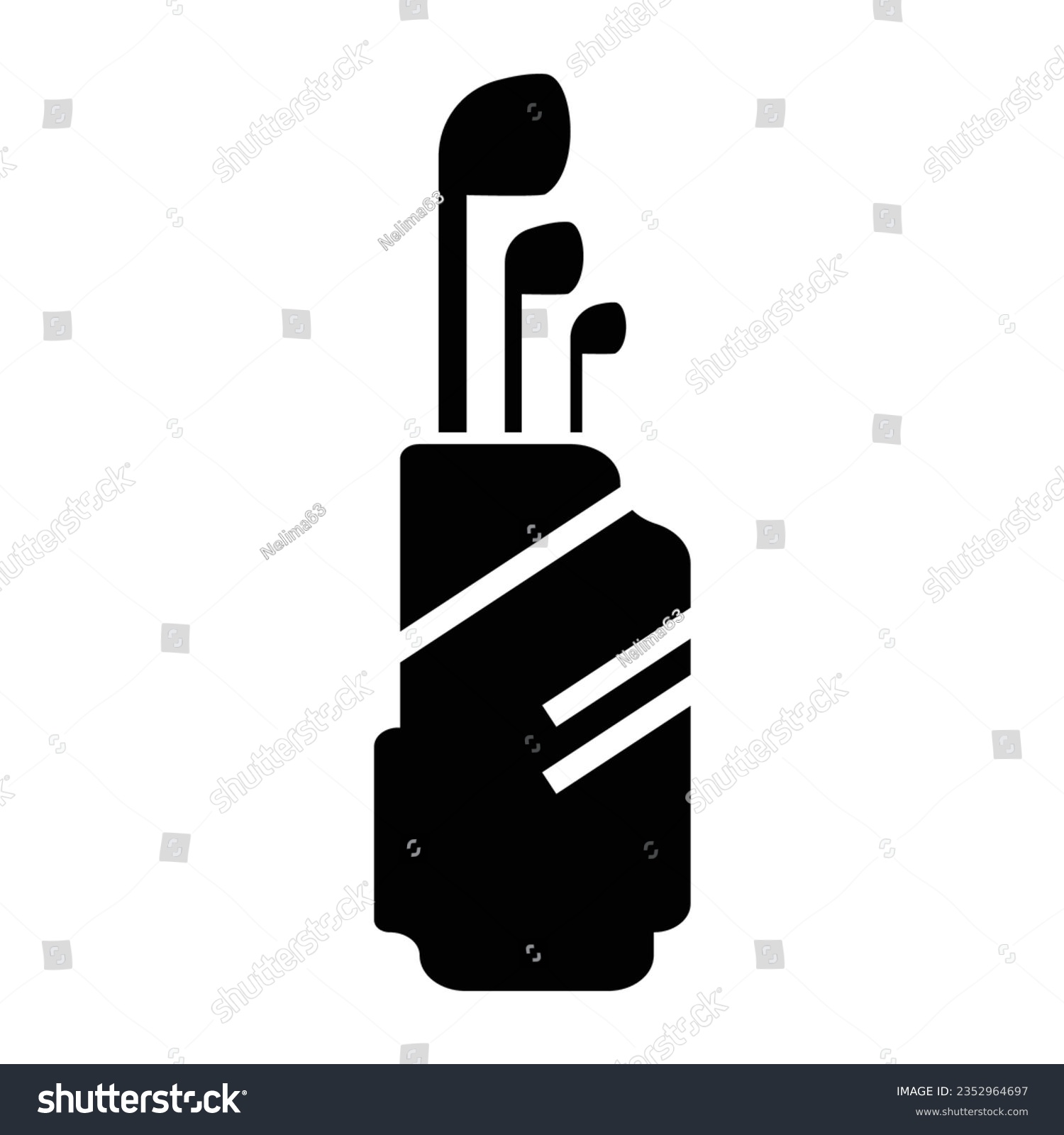 black golf clubs in bag silhouette clip art preview