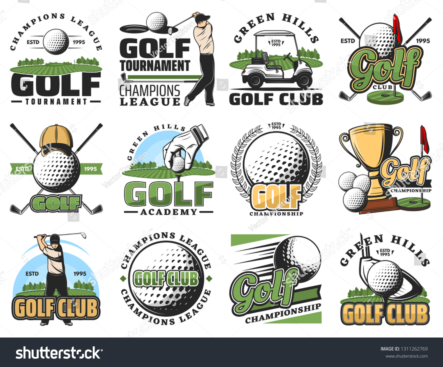 Golf Sport Game Symbols Equipment Icons Stock Vector (Royalty Free ...