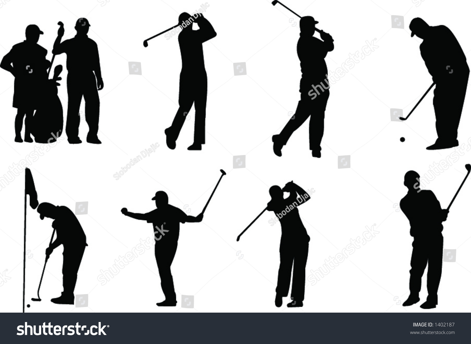 Golfer Silhouettes Stock Vector 1402187 : Shutterstock