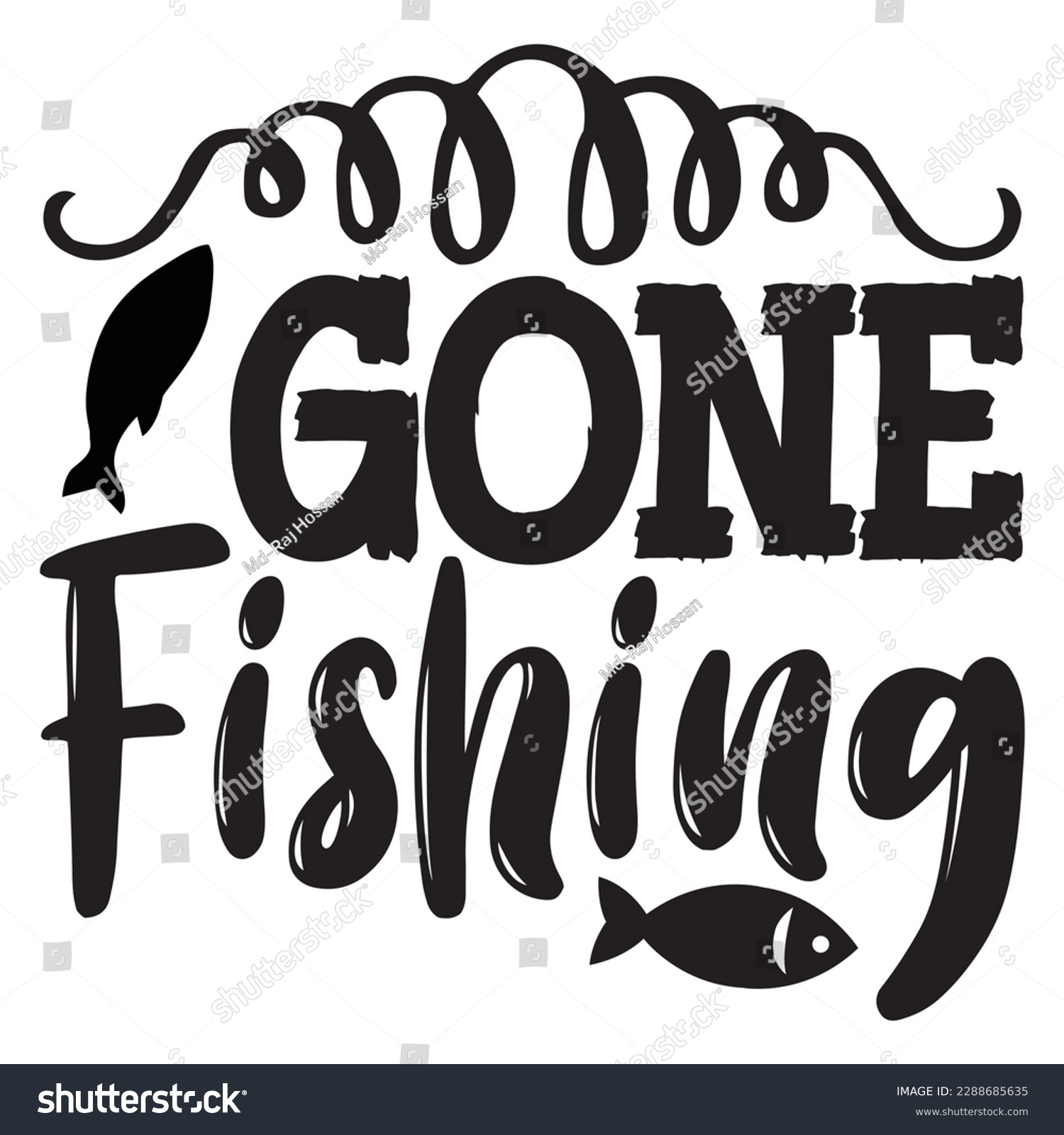 SVG of Gone Fishing T-shirt Design Vector File svg