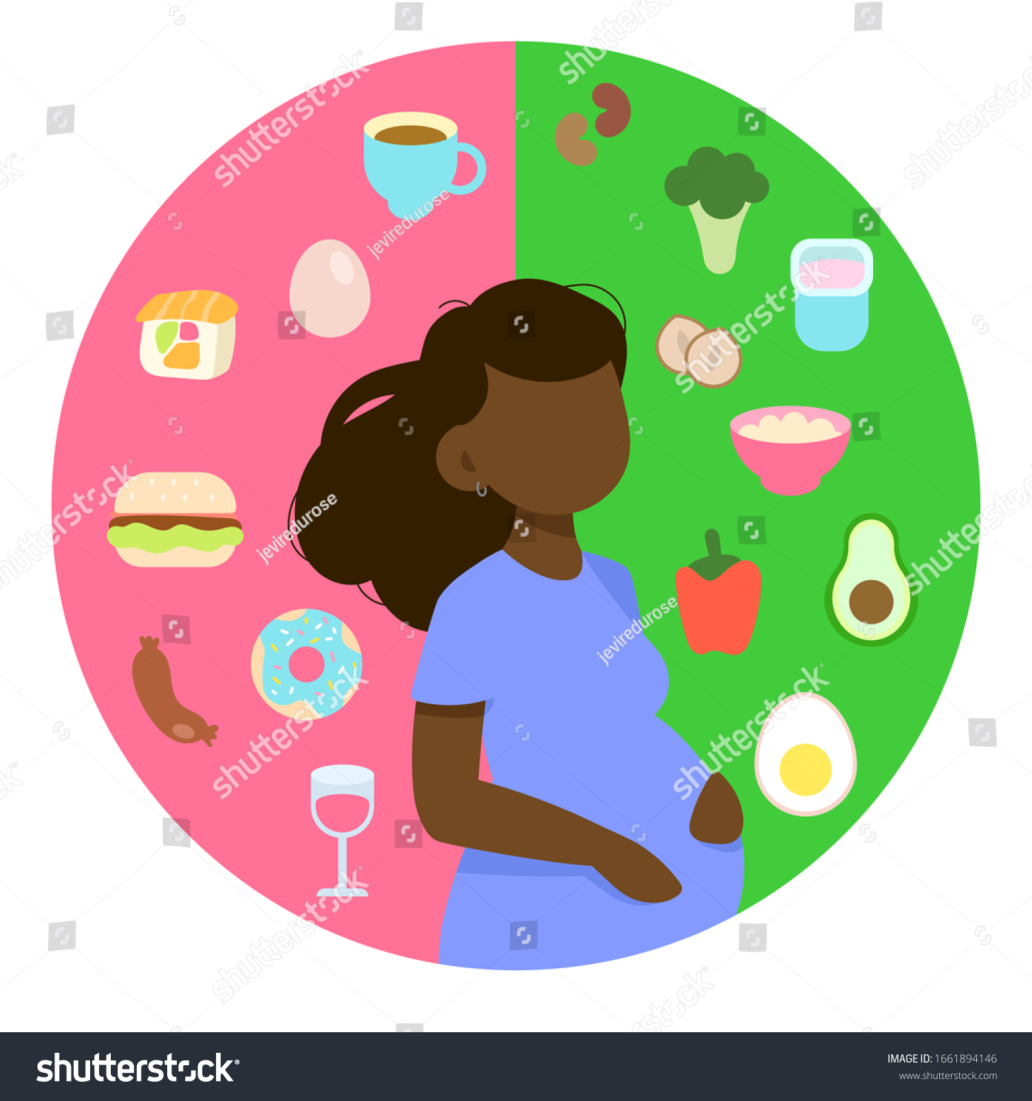 good-bad-food-pregnant-infographic-products-stock-vector-royalty-free