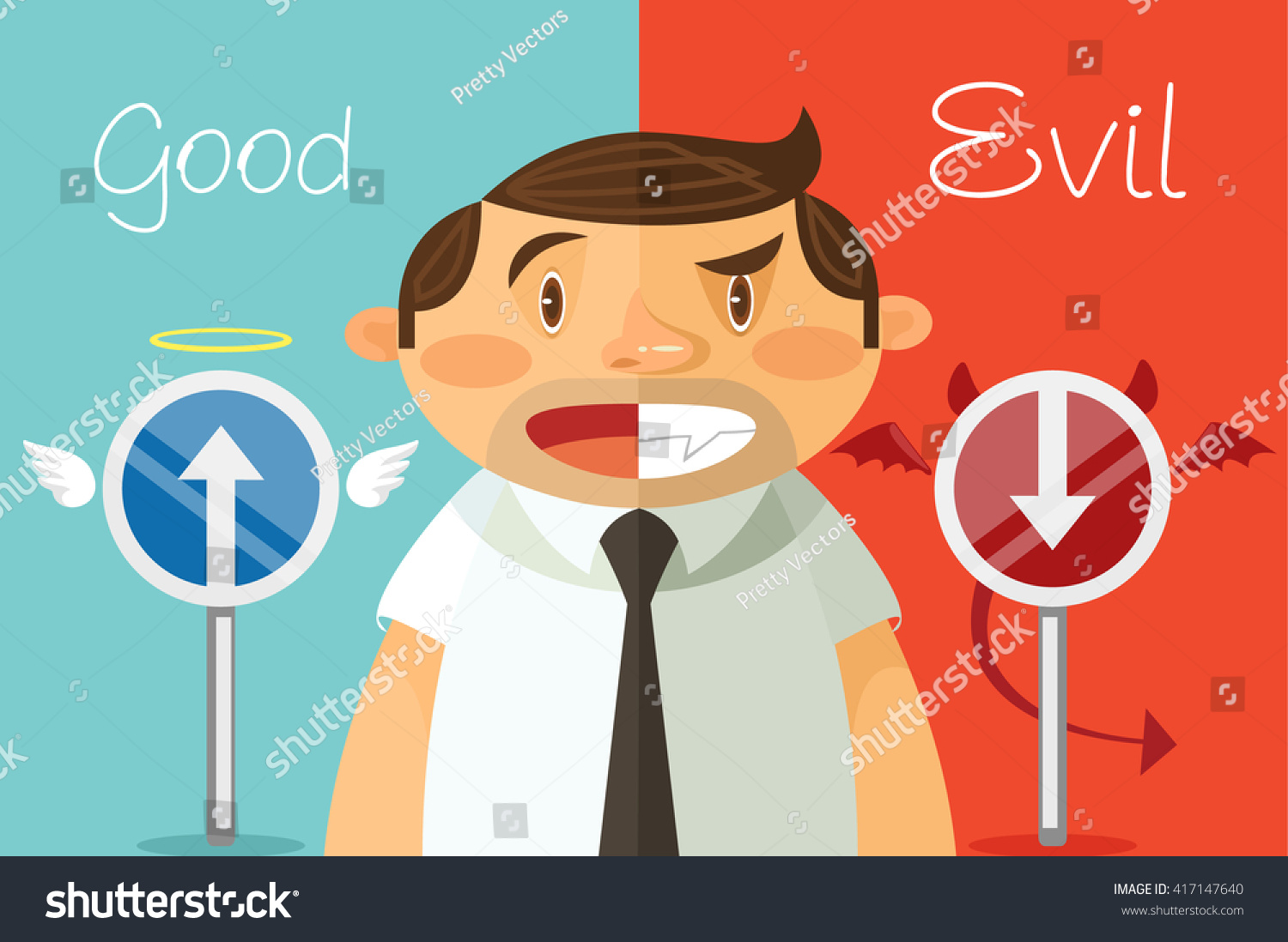Good Evil Vector Flat Cartoon Illustration Stock Vector (Royalty Free