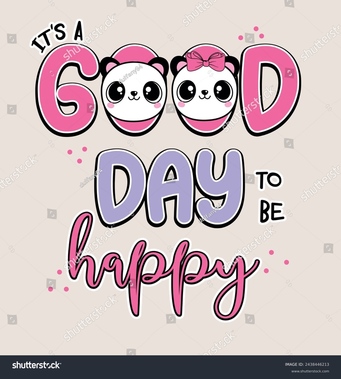 SVG of good day panda happy girl cte svg