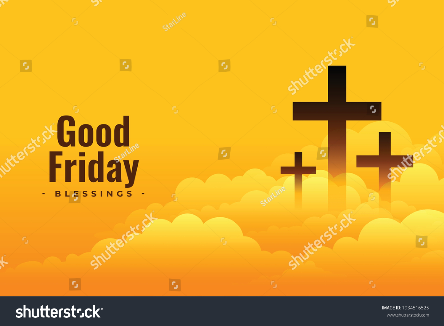 Good Friday Poster Design Cross Clouds Stock Vector (Royalty Free ...