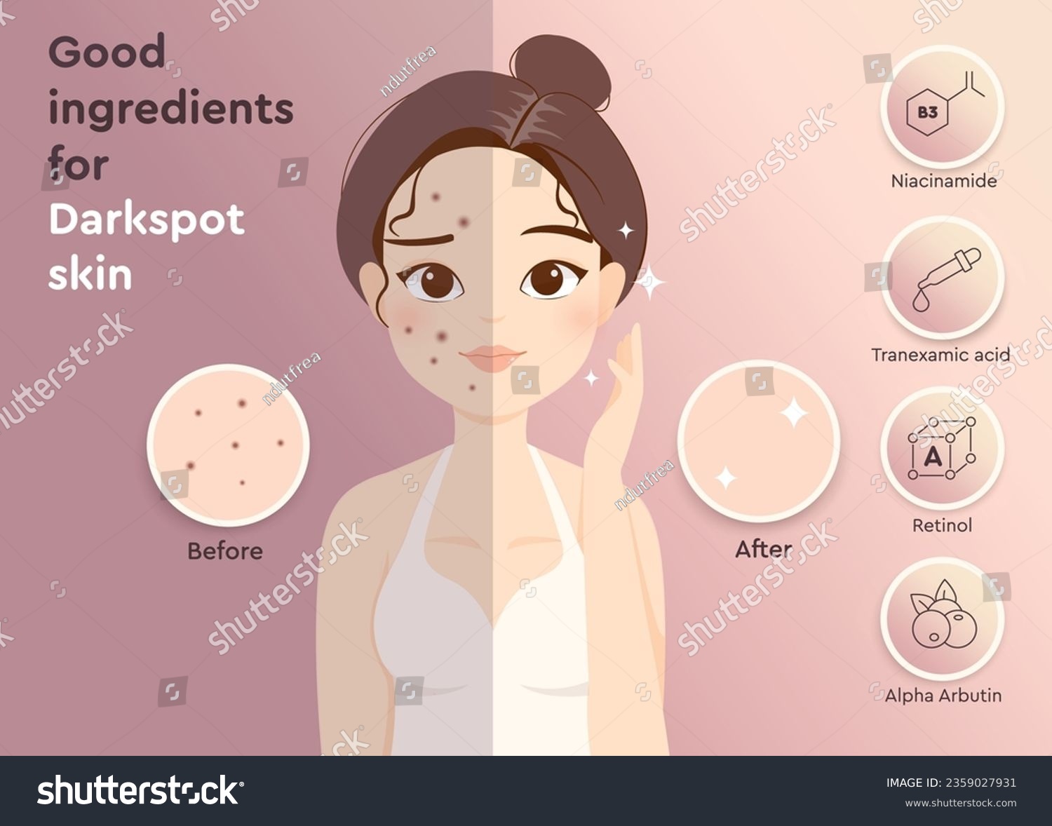 SVG of Good ingredients for people with dark spot or freckles skin svg