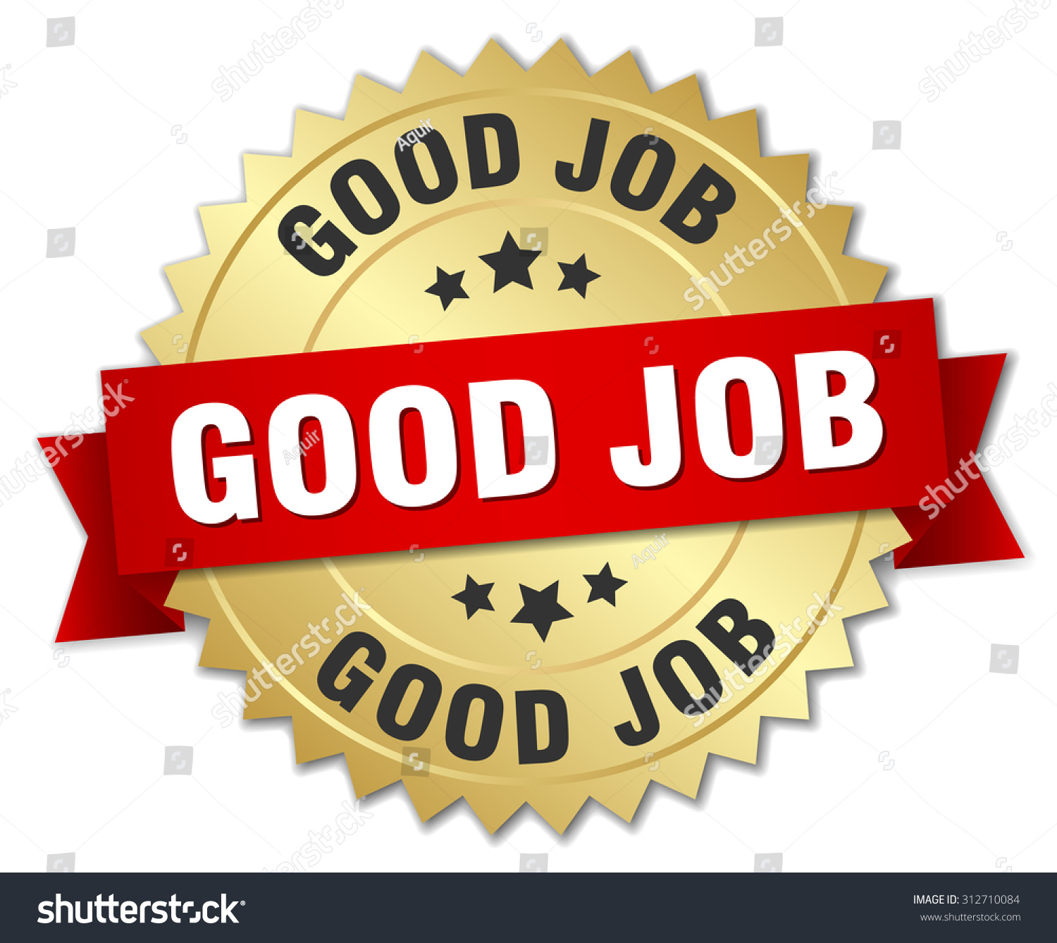 Good Job 3d Gold Badge Red Stock Vector Royalty Free 312710084
