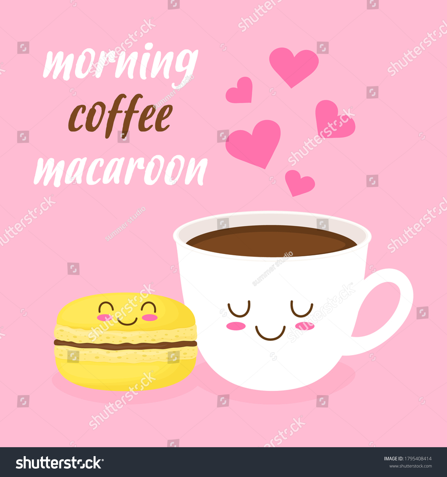 Good Morning Cup Coffee Cookie Text Stock Vector (Royalty Free ...