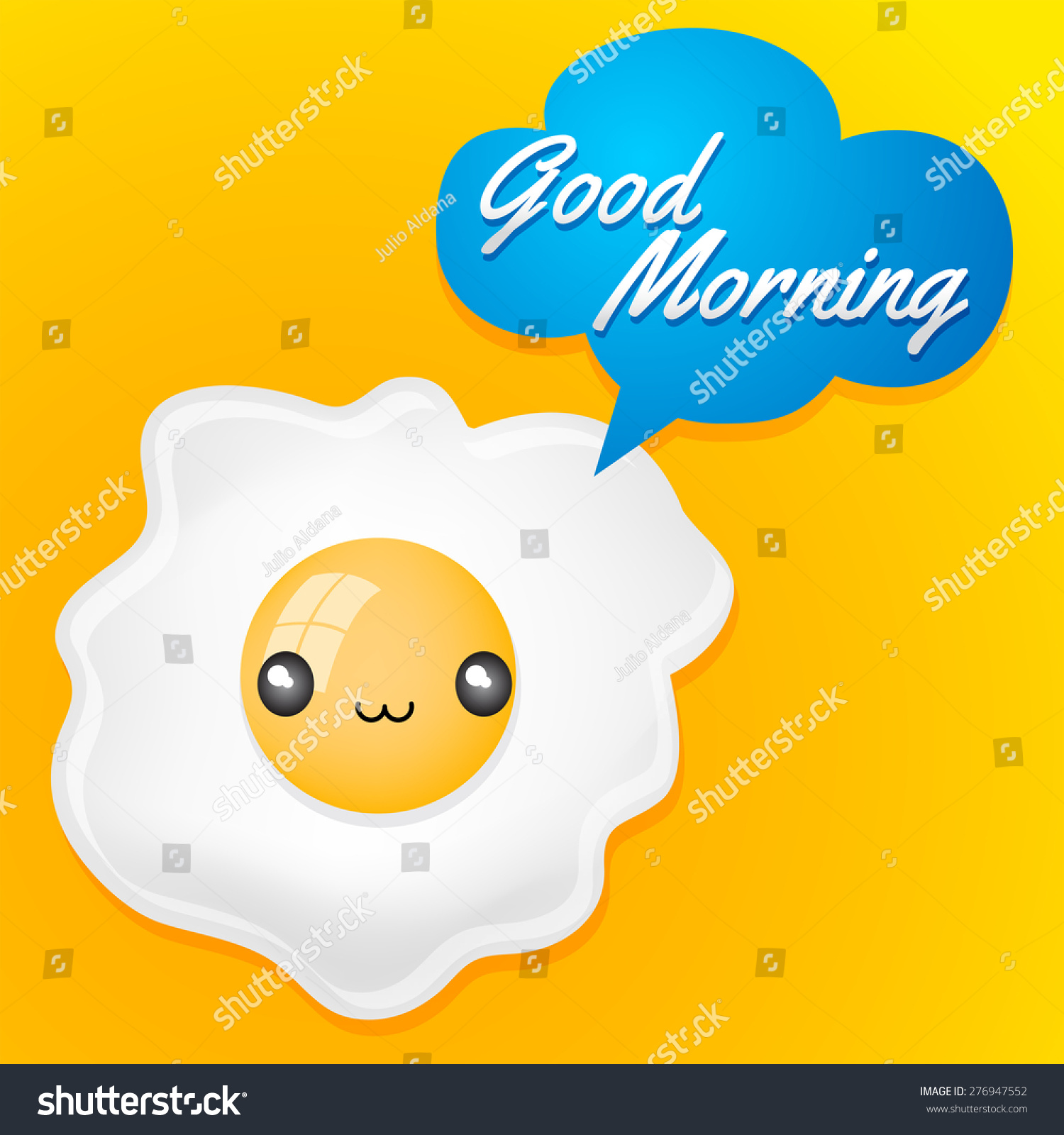 Good Morning - Cute Fried Egg With Balloon Card - Anime Kawaii Style ...