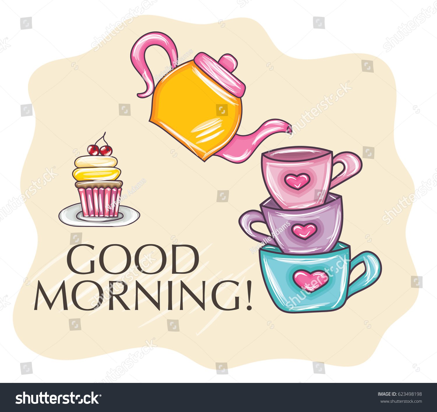 Good Morning Hand Draw Greeting Card Stock Vector 623498198 - Shutterstock
