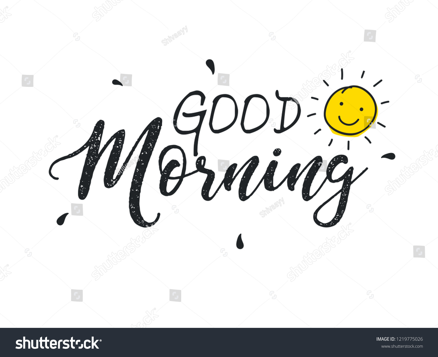 Good Morning Hand Lettering Text Doodle Stock Vector (Royalty Free ...
